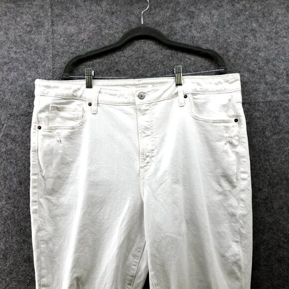 Old Navy High Rise OG Straight White Jeans Womens Size 18 Tall White Distressed - Picture 3 of 11